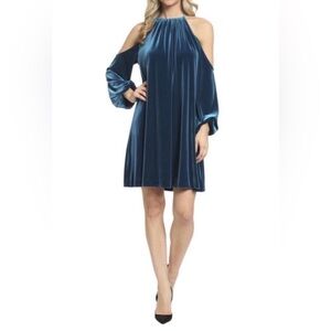NWT Belle Badgley Mischka Women’s Valentina Velvet Cold Shoulder Dress Size 12